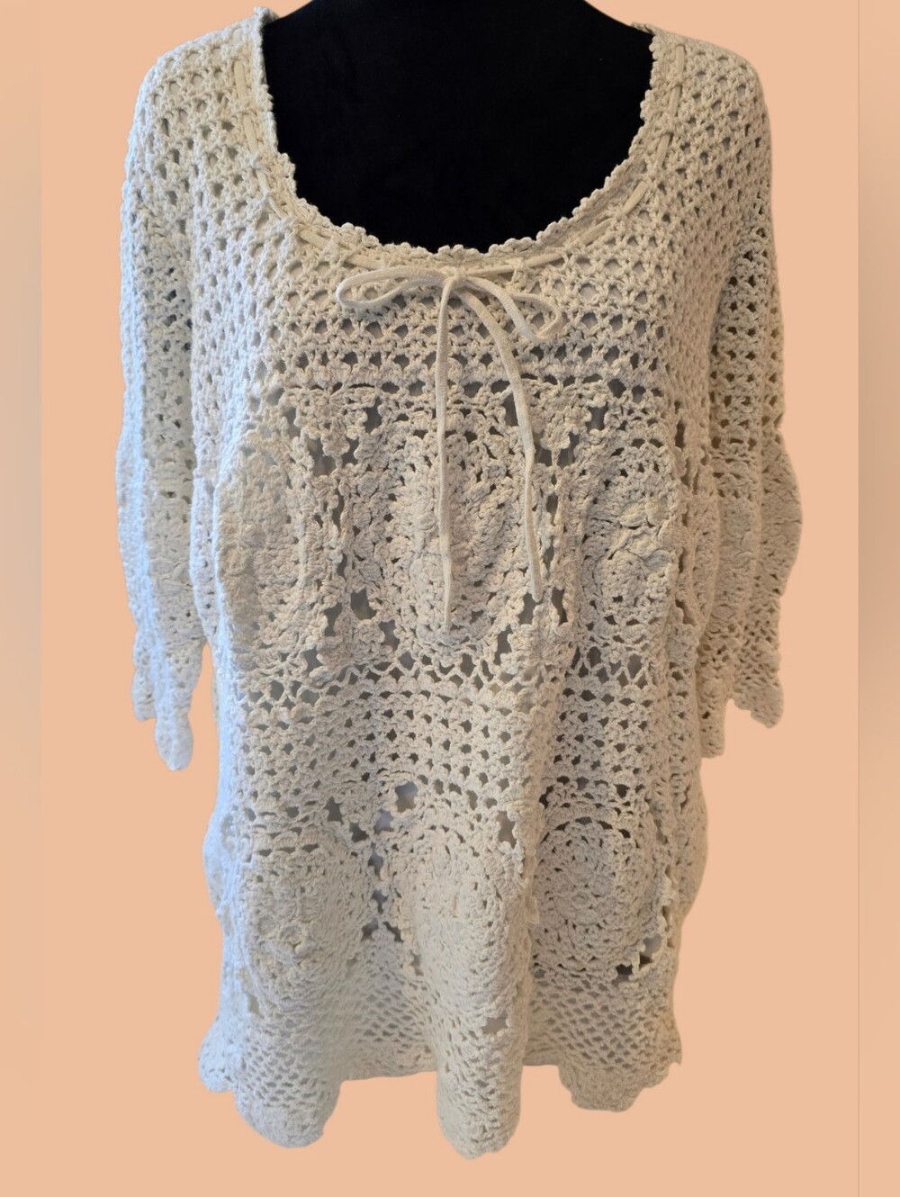 Roamans 1X Crocheted Lined Top